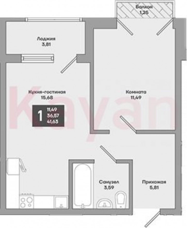 1-комн квартира в новом доме ул 4-я Целиноградская
