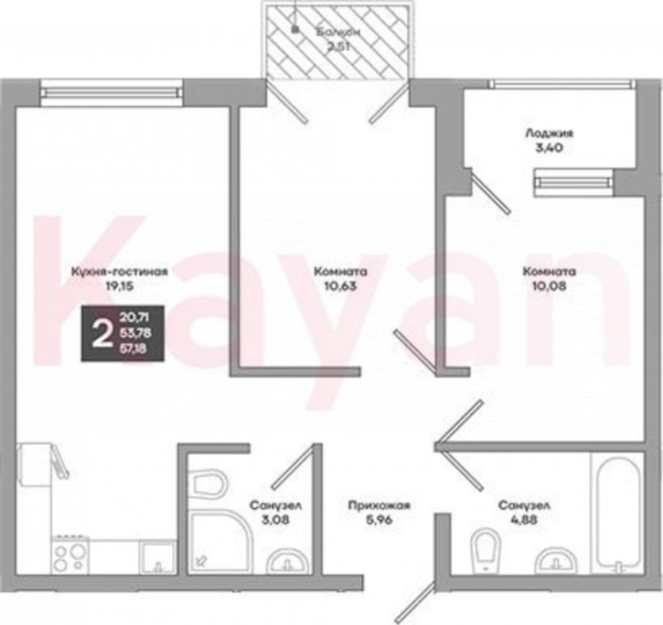 2-комн квартира в новом доме ул 4-я Целиноградская