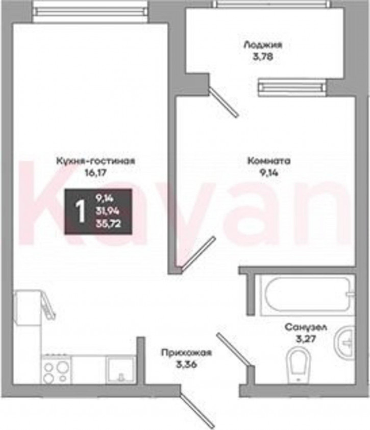 1-комн квартира в новом доме ул 4-я Целиноградская