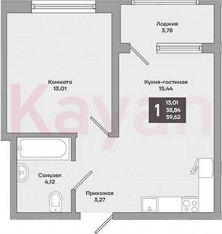 1-комн квартира в новом доме ул 4-я Целиноградская