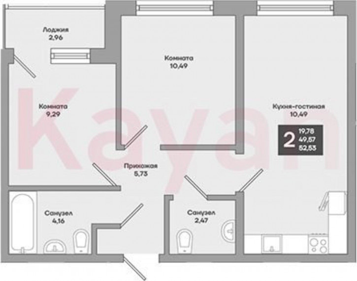 2-комн квартира в новом доме ул 4-я Целиноградская