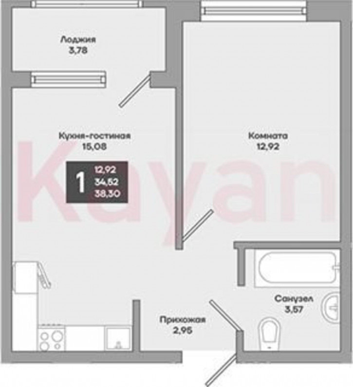 1-комн квартира в новом доме ул 4-я Целиноградская