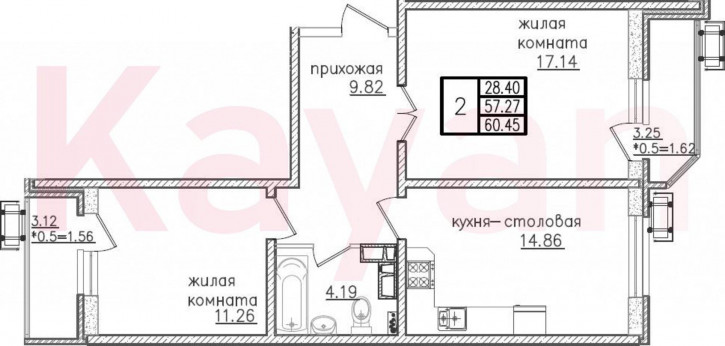 2-комн квартира в новом доме ул Уральская
