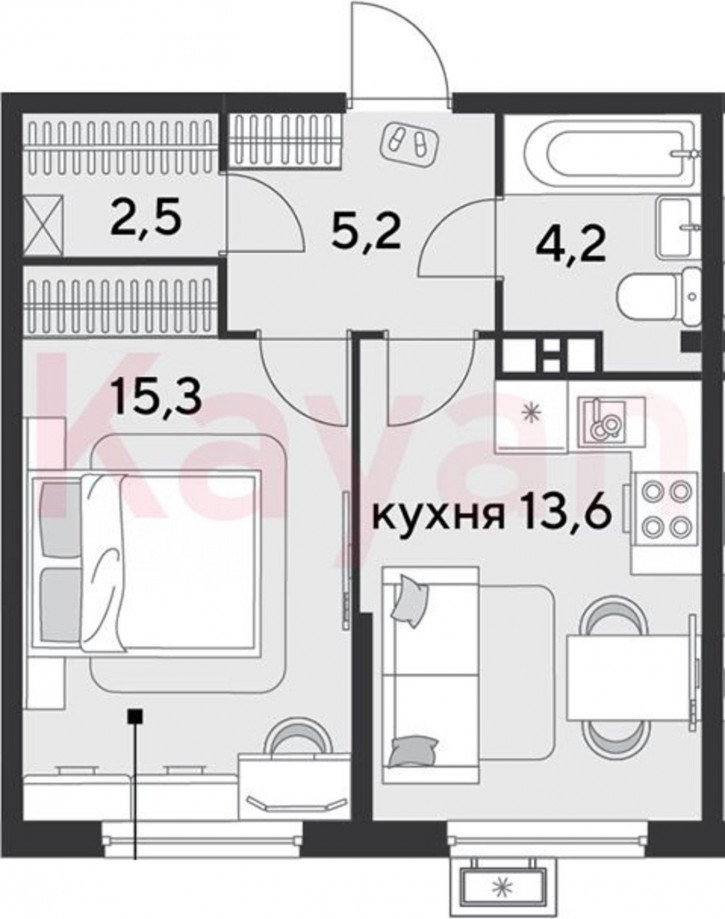 1-комн квартира в новом доме ул им. Героя Пешкова
