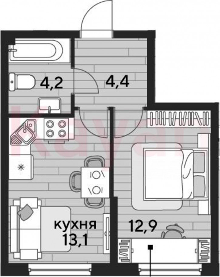 1-комн квартира в новом доме ул Западный Обход