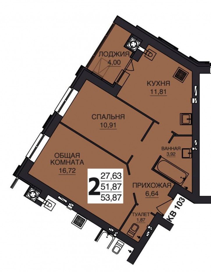 2-комн квартира Ломоносова ул, 10