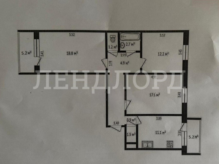 3-комн квартира улица Миронова, 2В