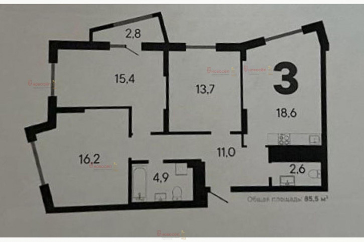 3-комн квартира Высоцкого 7/а