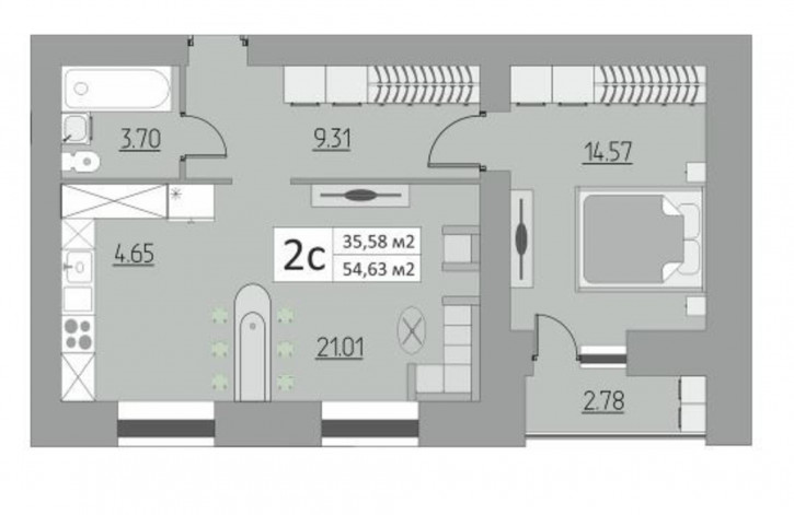 2-комн квартира улица Поляничко, 5