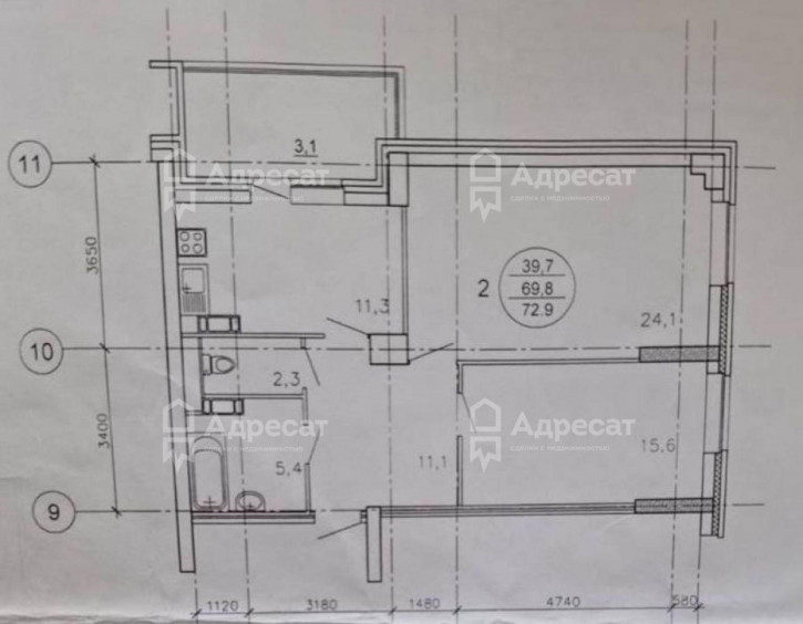 2-комн квартира б-р. 30-летия Победы,  д.32