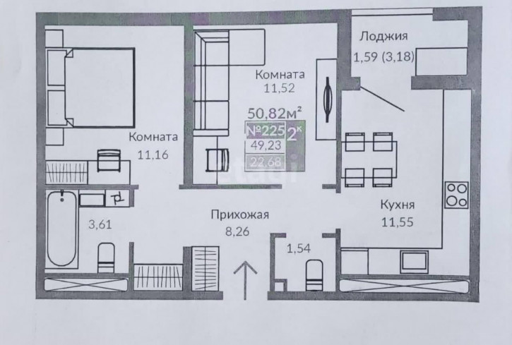 2-комн квартира в новом доме Никанорова