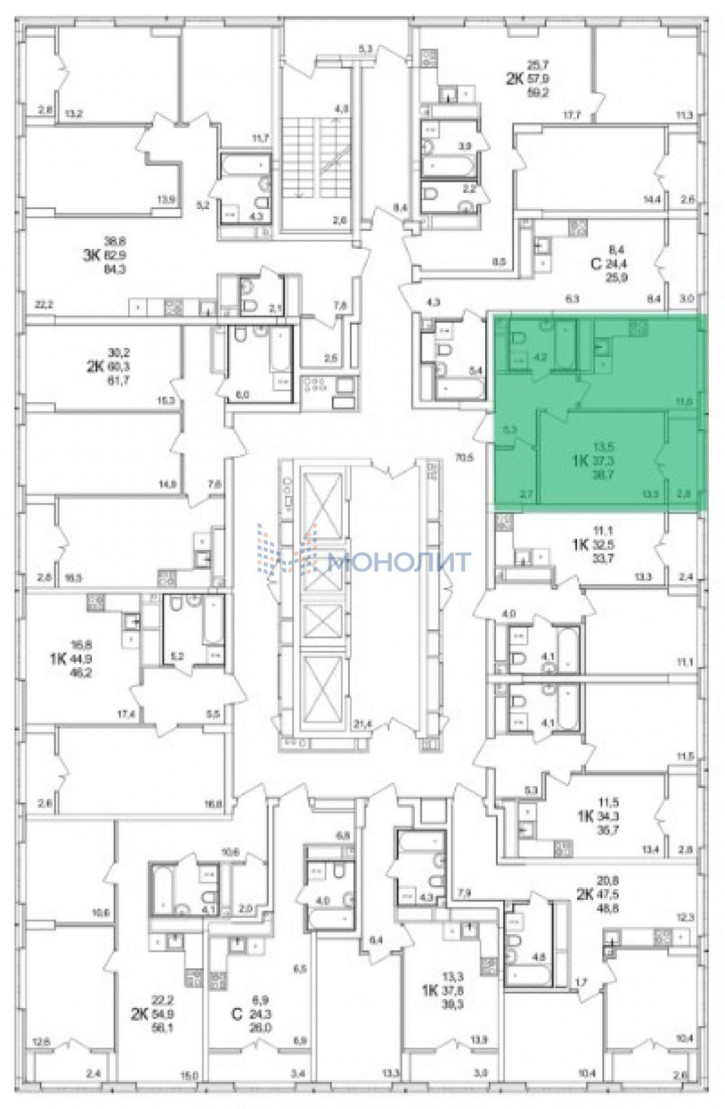 1-комн квартира в новом доме Черкесская ул, 50
