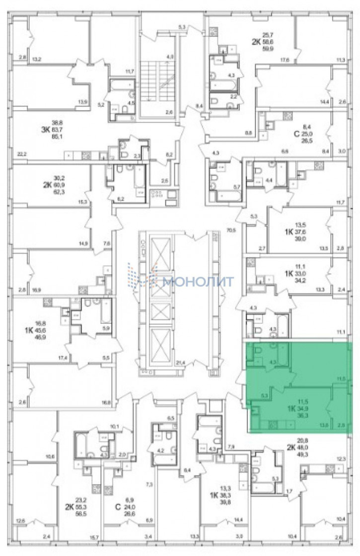 1-комн квартира в новом доме Черкесская ул, 50