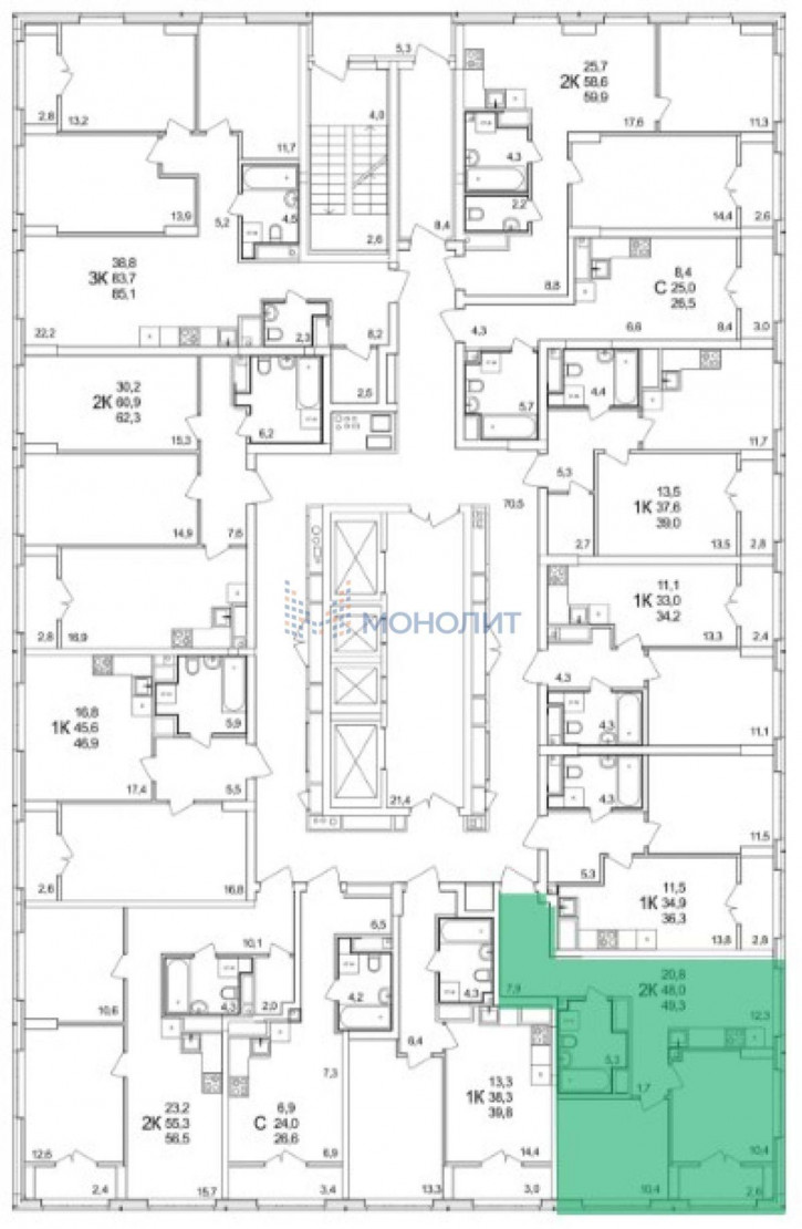 2-комн квартира в новом доме Черкесская ул, 50