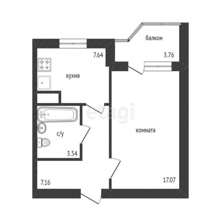 1-комн квартира Южный пр., 3