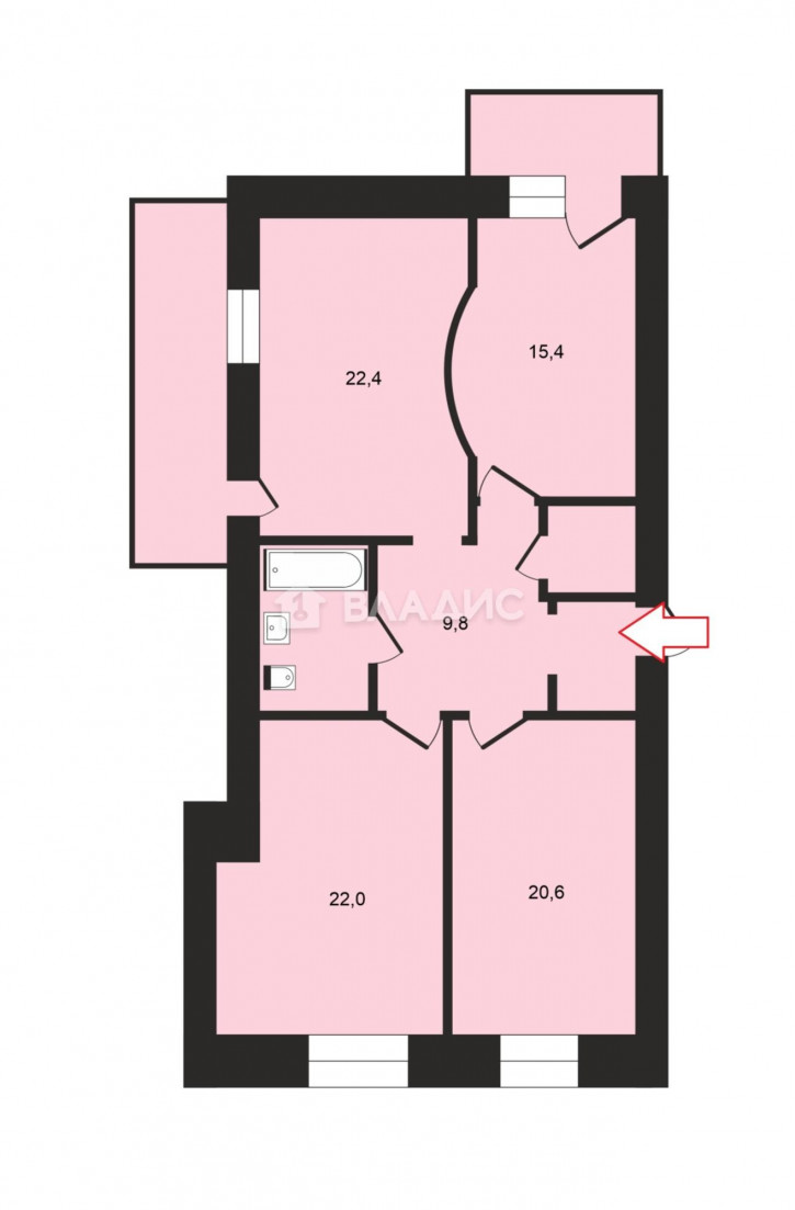 3-комн квартира улица Пичугина