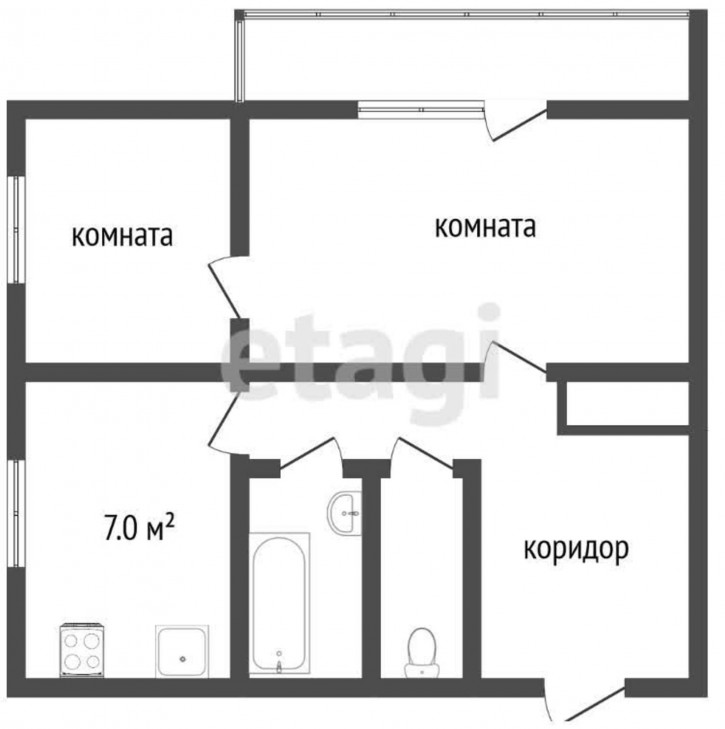 2-комн квартира Полянская, 5