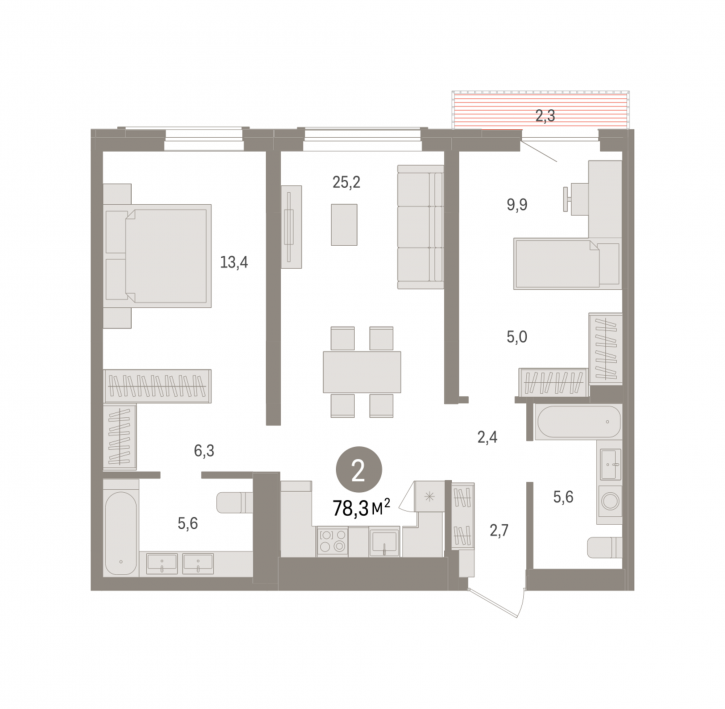 2-комн квартира в новом доме ул. Аэропорт, стр. 3