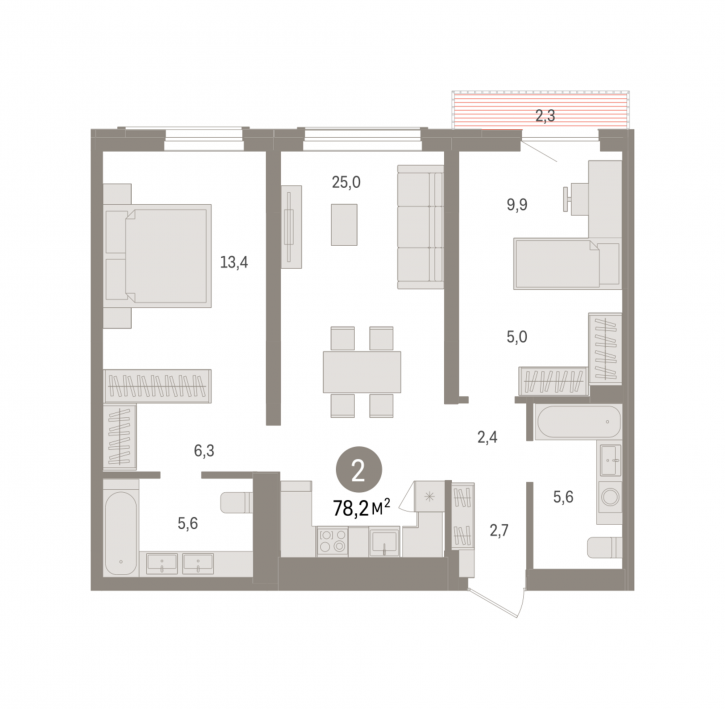 2-комн квартира в новом доме ул. Аэропорт, стр. 3