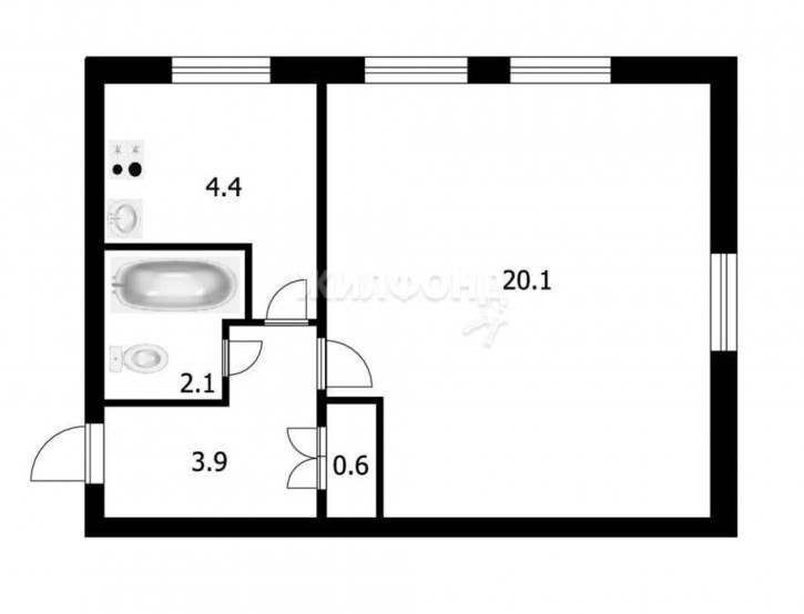 1-комн квартира Титова, 43