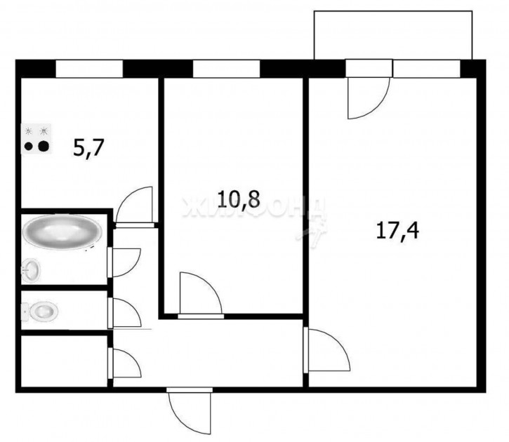 2-комн квартира микрорайон В, 17