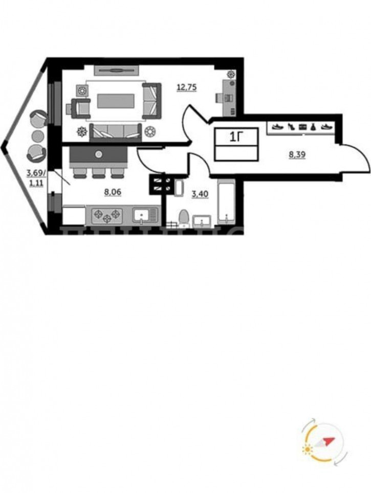 1-комн квартира Красноармейская улица, 157В/83с3