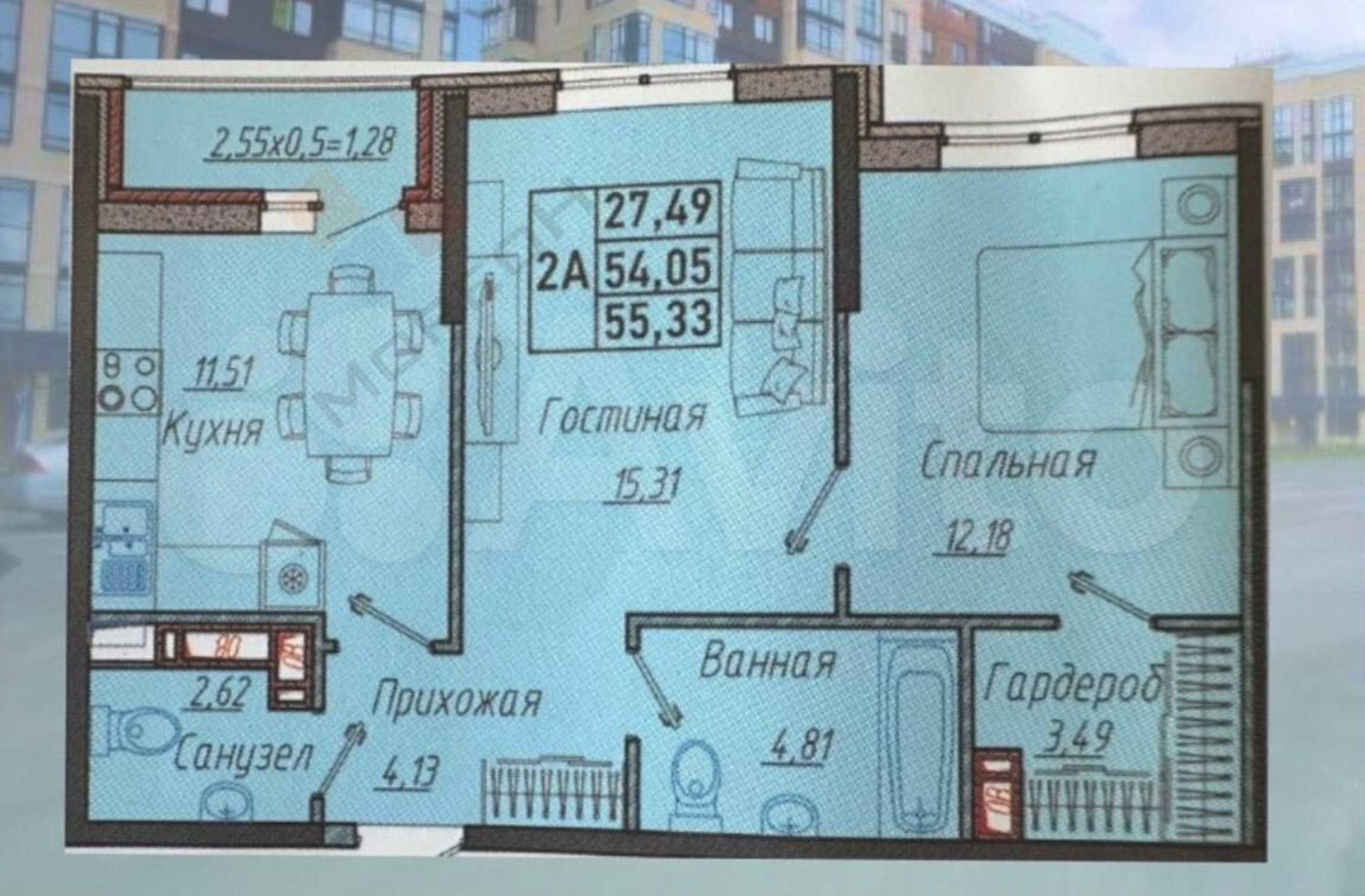 Купить квартиру за 5 400 000 рублей на Генерала Корнилова ул, 9/к3