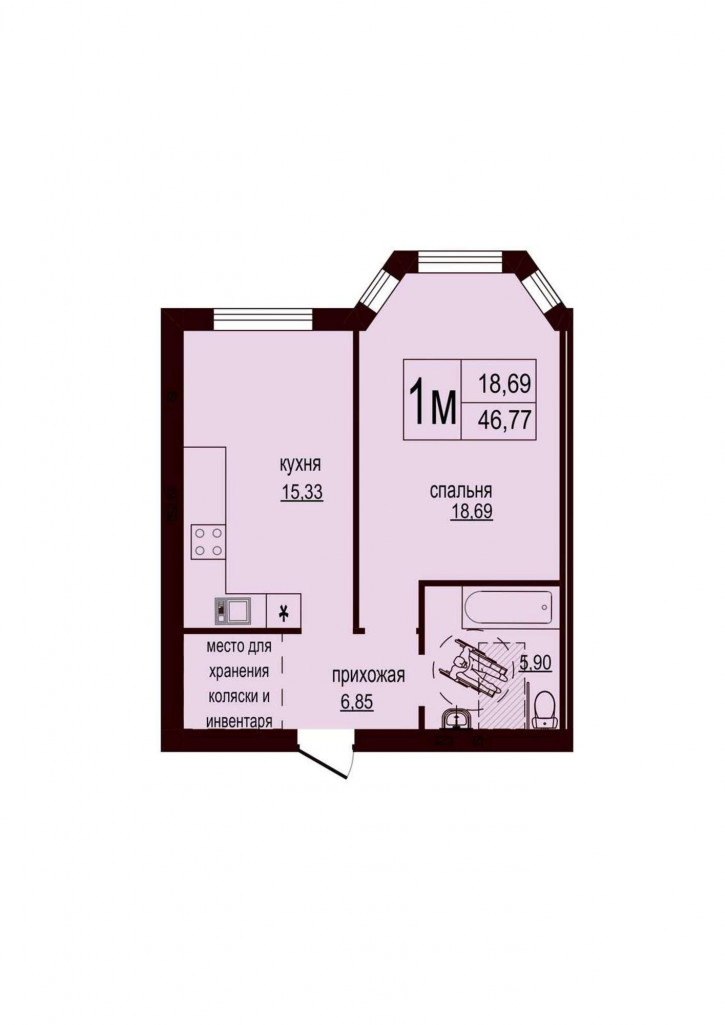 1-комн квартира в новом доме Попова, 10а