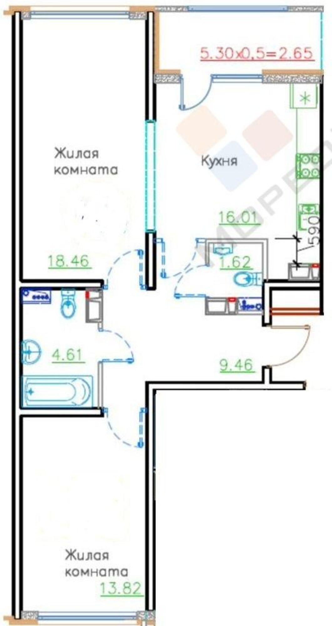 Купить квартиру за 6 800 000 рублей на Питерская ул, 40к3