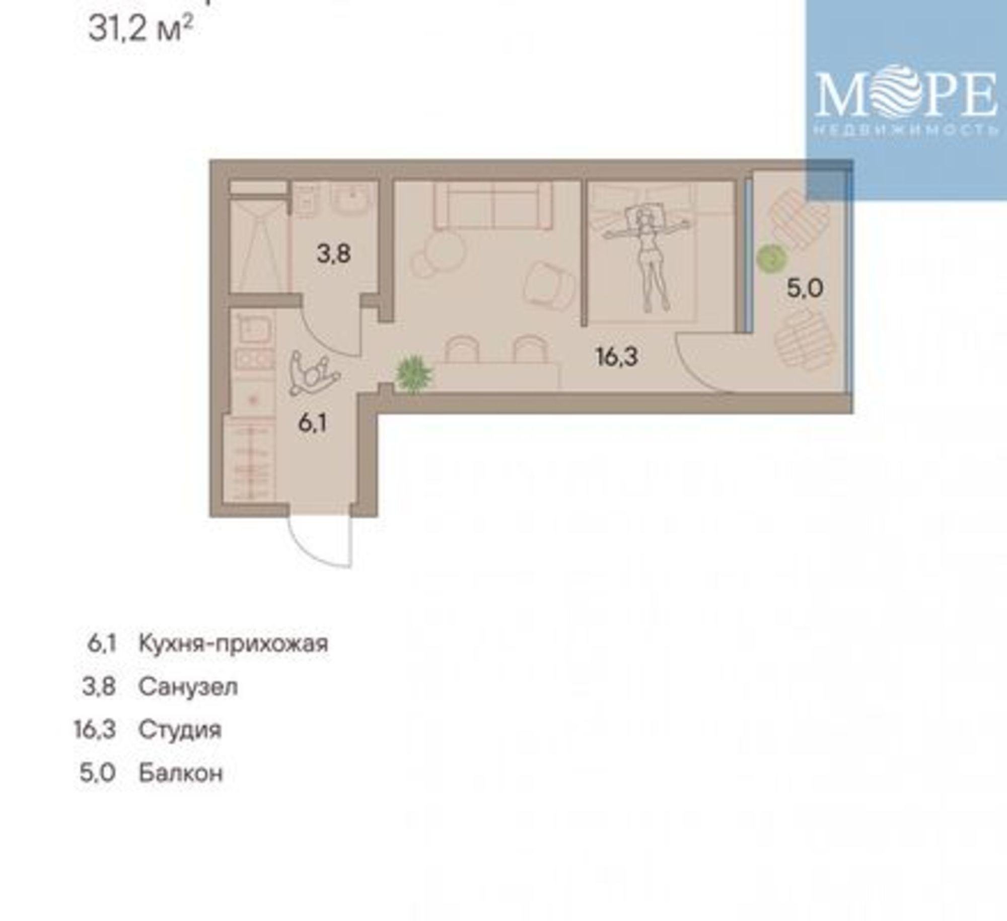 Купить квартиру за 30 987 600 рублей на Беранда с, Виноградная ул, 101/1