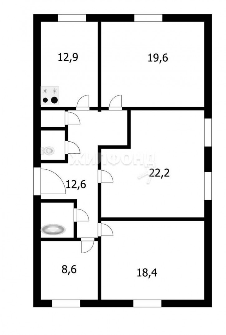 4-комн квартира Объединения, 22