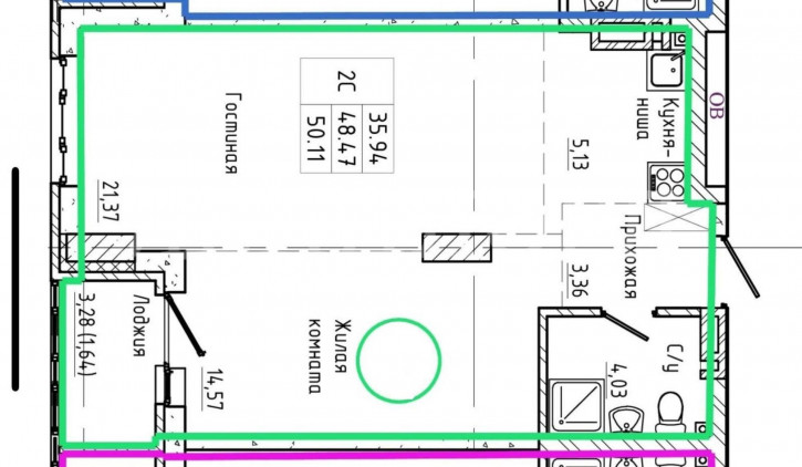 2-комн квартира улица 26-я Линия, 35/1