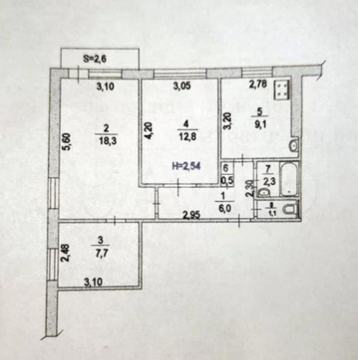3-комн квартира улица Добровольского, 5/7