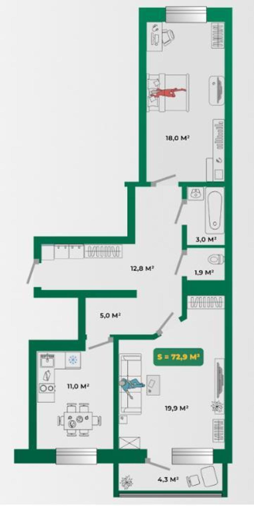 Купить квартиру за 6 850 000 рублей на Стофато, 16А