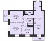 3-комн, 79.84кв м, этаж 6/17 Якоби, 8