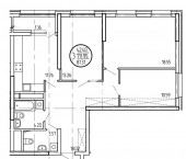 3-комн, 81.3кв м, этаж 23/25 Дмитрия Купцова, 2