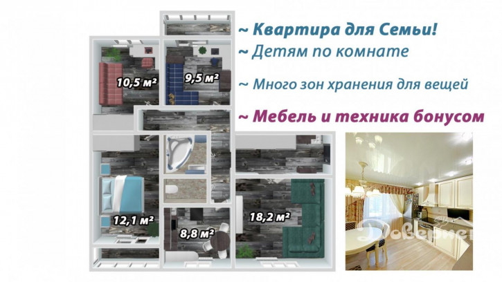 4-комн квартира Солнечная, 8 4-комн квартира Солнечная, 8