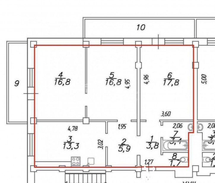 3-комн квартира Ядринцева, 37