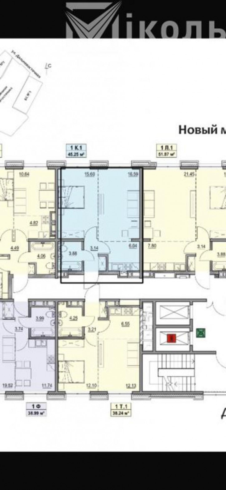 1-комн квартира в новом доме Дальневосточная, 46А