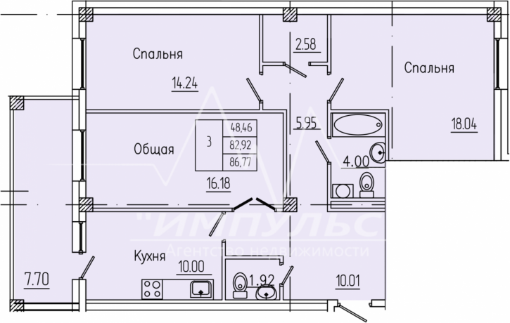 1-комн квартира в новом доме Кальвица, 18