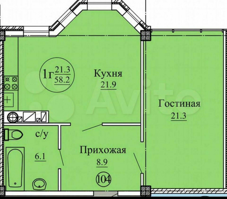 1-комн квартира Адмиральского ул, 1А