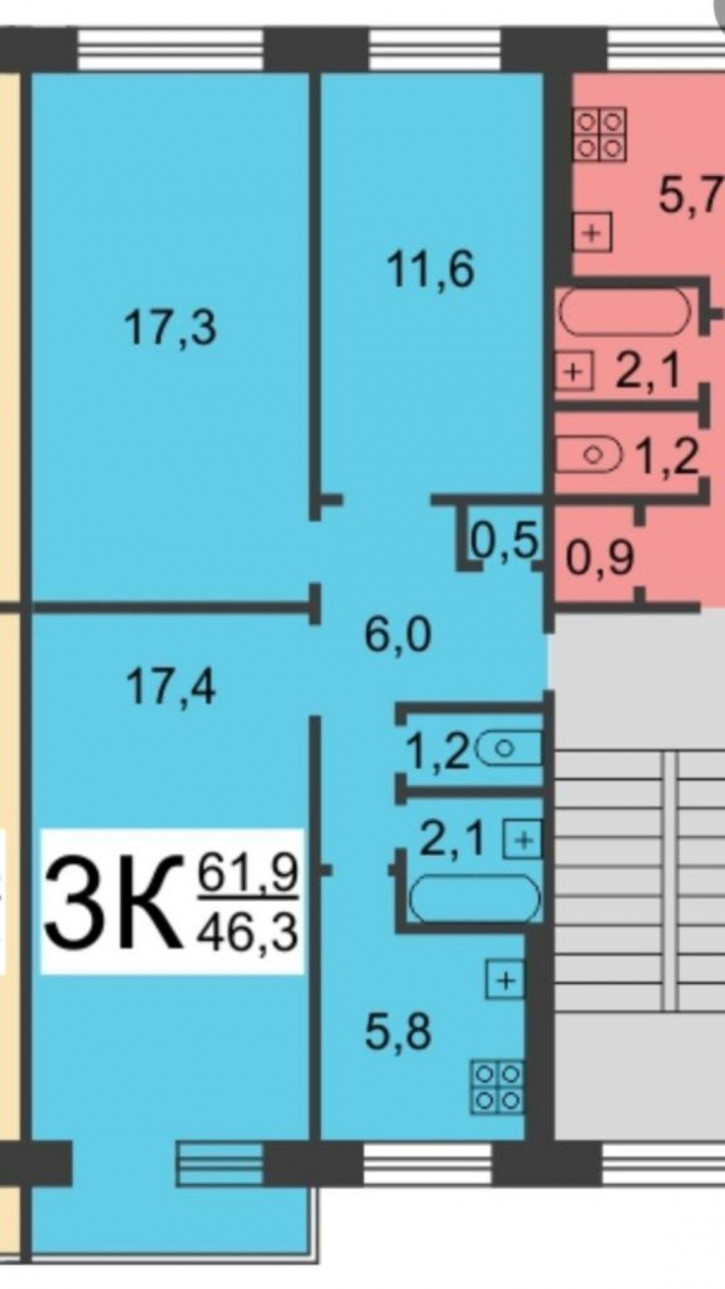 3-комн квартира Дворовая ул, 36 3-комн квартира Дворовая ул, 36