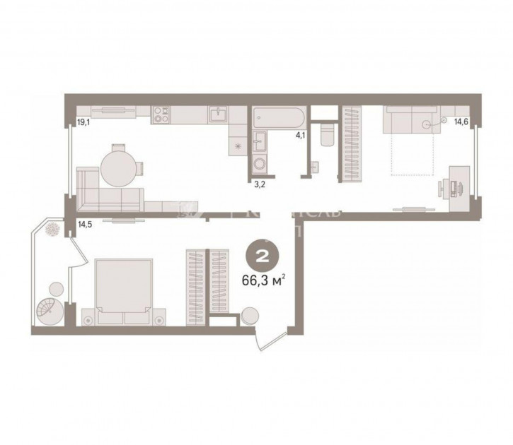 2-комн квартира ул Широтная, 190