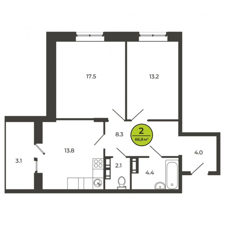 2-комн квартира Соборная
