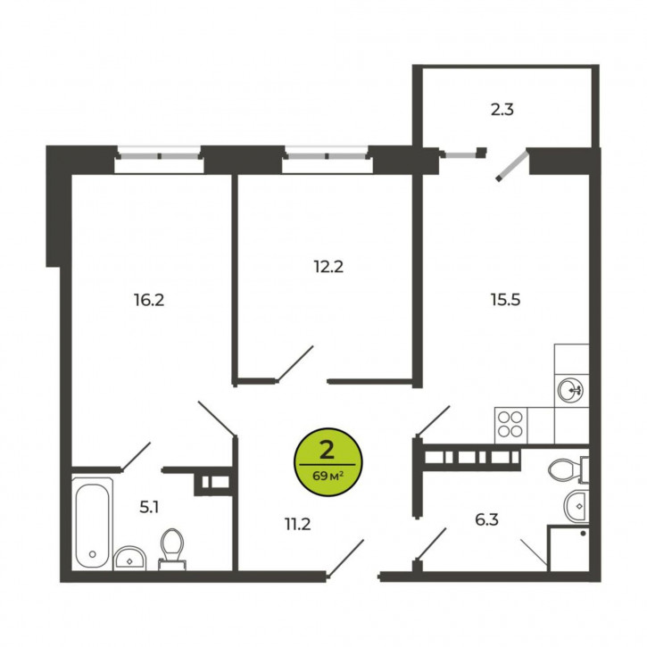 2-комн квартира Соборная