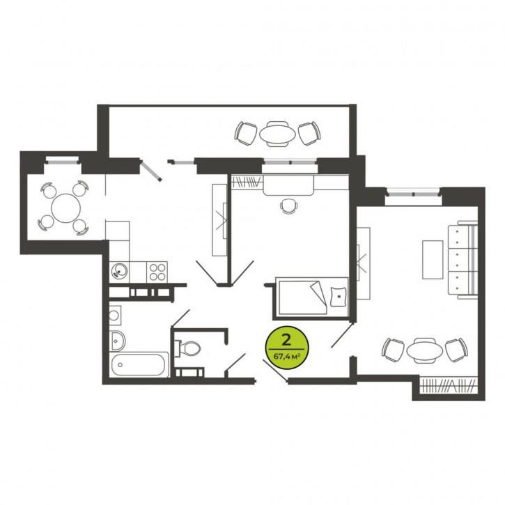 2-комн квартира Соборная
