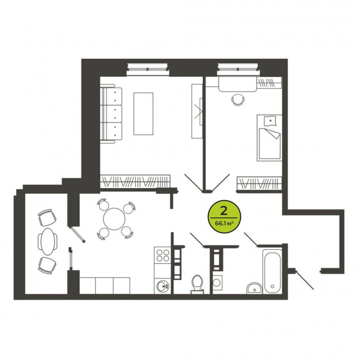 2-комн квартира Соборная