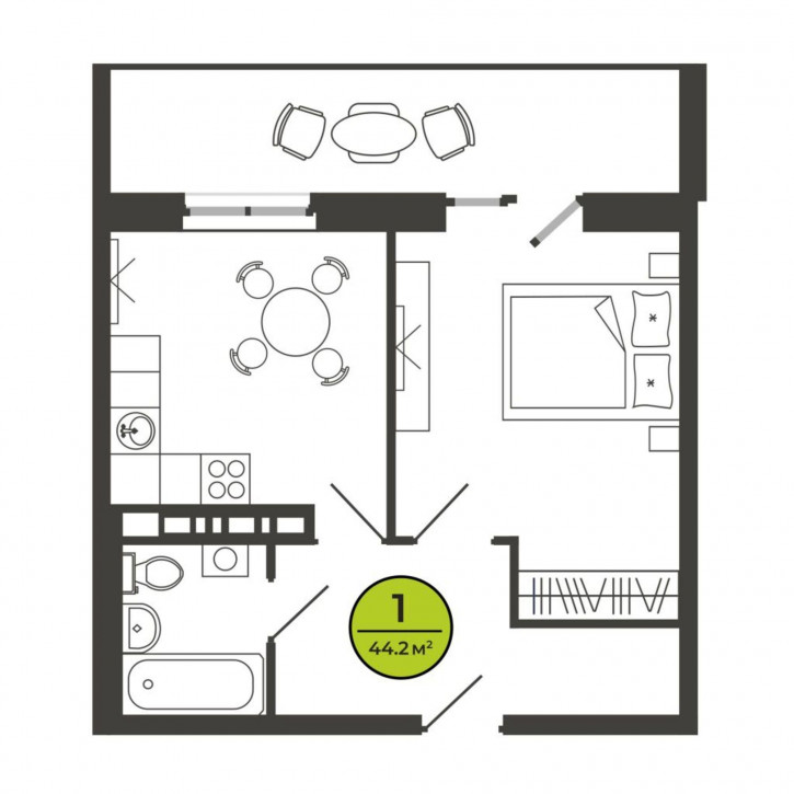 1-комн квартира в новом доме Соборная