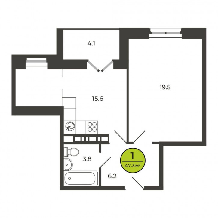 1-комн квартира Соборная