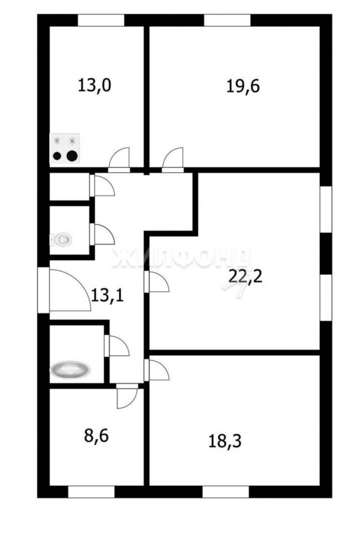 4-комн квартира Объединения, 22